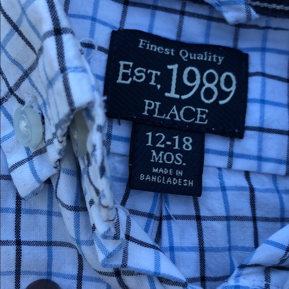 The Children’s Place Collared Button Up Dress Shirt Blue & White NWOT - Picture 5 of 5